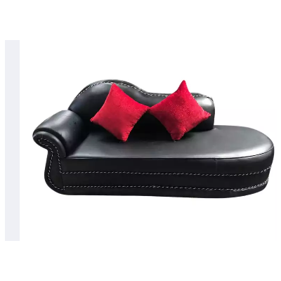 Divan Black Rexin Sofa With 2 Cushion